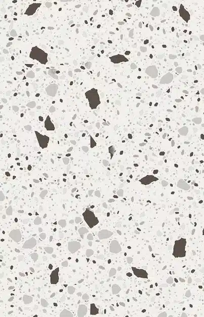 White terrazzo floor with gray and dark stone chips – modern terrazzo flooring texture